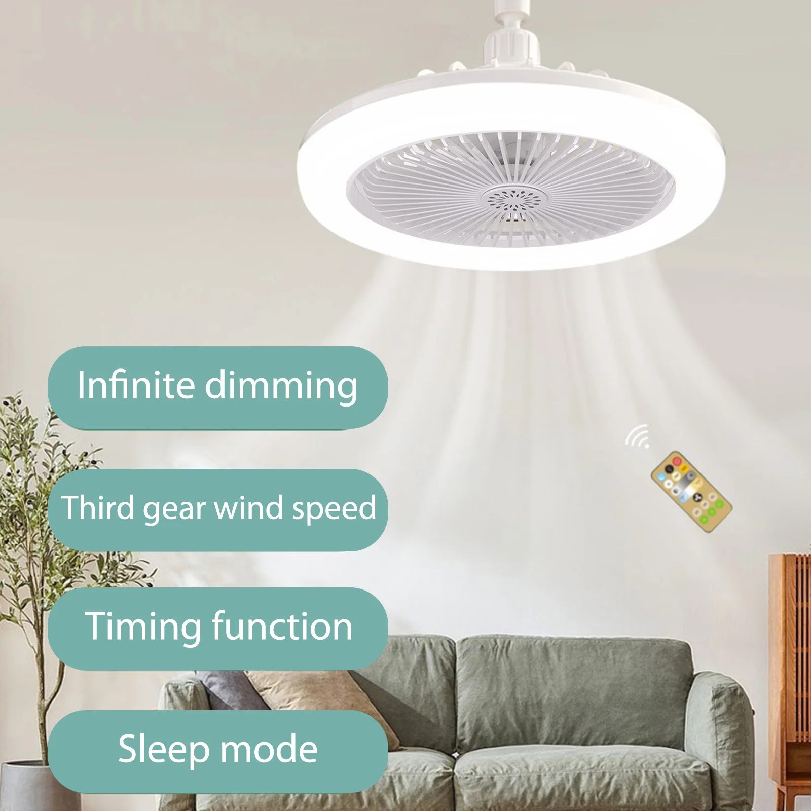 30W Ceiling Fans with Light Remote Control Dimmable Silent Indoor Bedroom Chandelier with Cooling Fan For Room Home Decoration