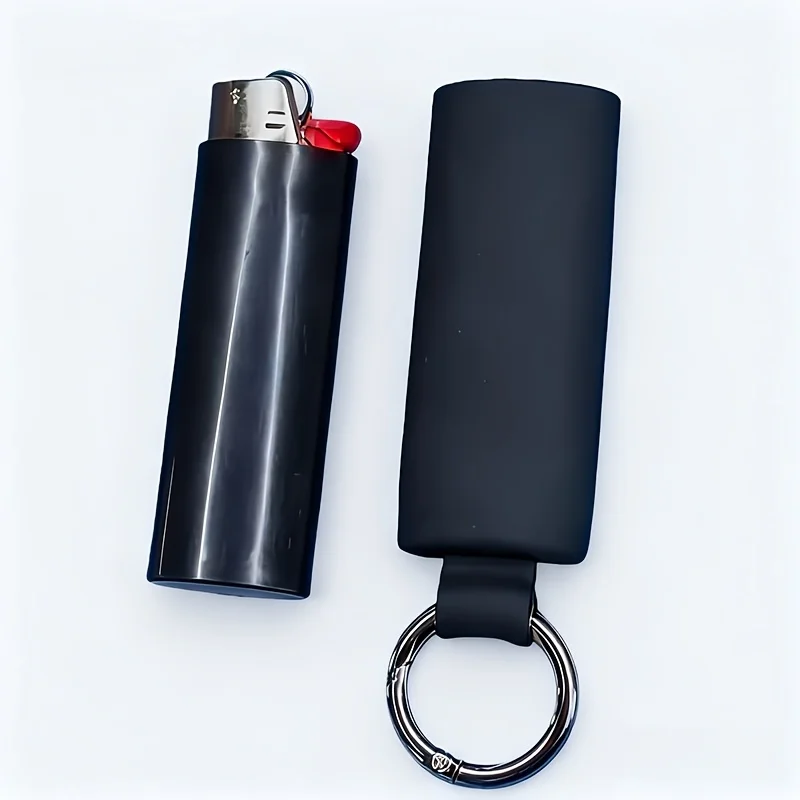 Silicone Lighter Holder with Keychain for J6 Lighters, Snap‑Fit Protective Case Cover Compatible with J6 Refillable Lighters