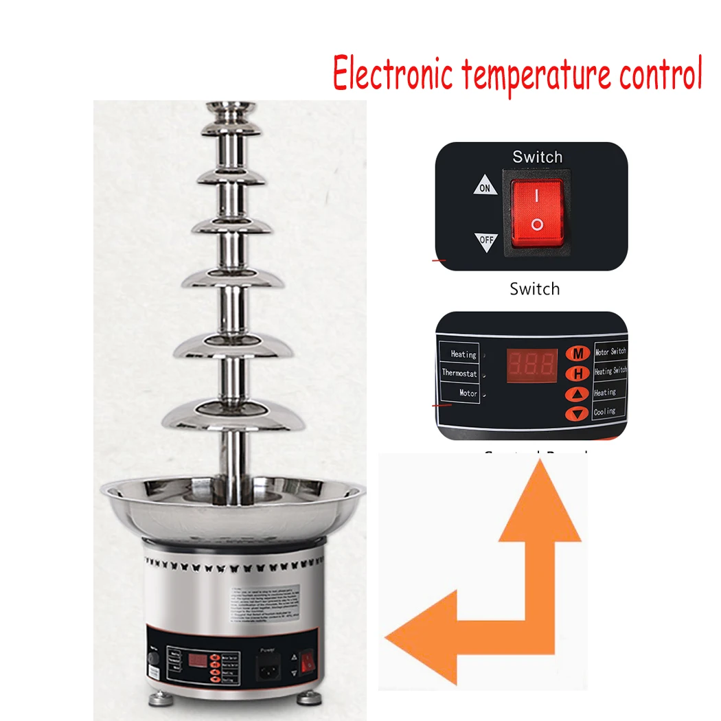 

Stainless Steel Chocolate Waterfall Machine, Melting Warming Function, Commercial Use, 7 Tiers, 4 Tiers, 5 Tiers, 6 Tiers