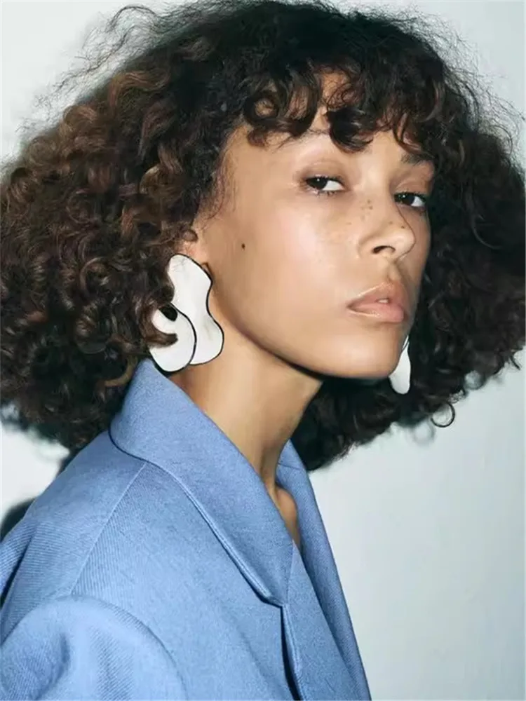 Kshmir Boho exaggerated fashion high quality acrylic contrast color flower woman vacation big earrings fashion jewelry - Image 2