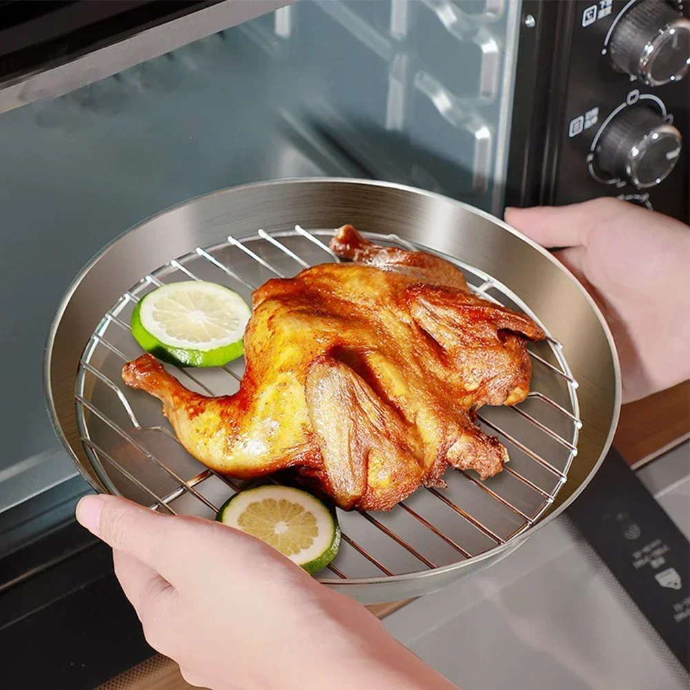 

Охлаждающая подставка для подноса для барбекю из нержавеющей стали со съемной решеткой для выпечки тортов, универсальный поднос для духовки, кухонный инструмент