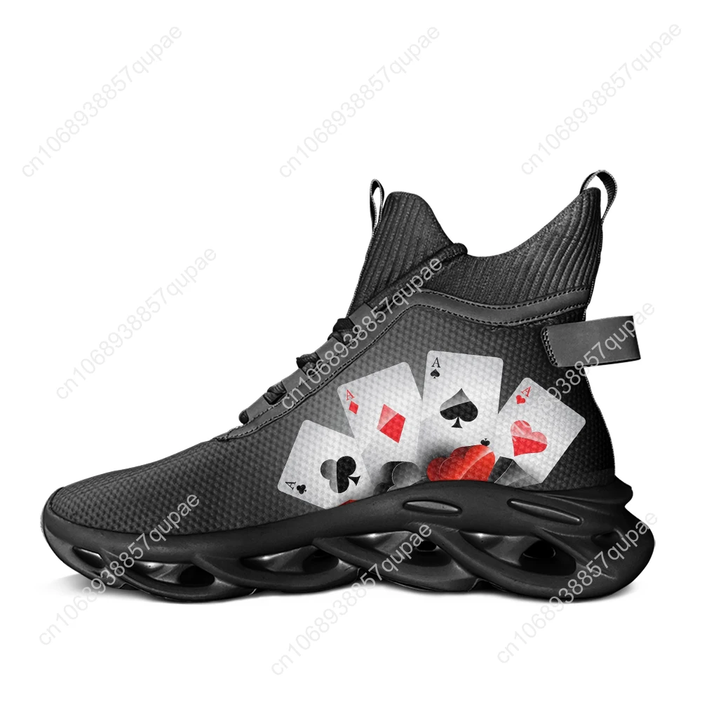 Playing Card Poker 3D Printed Pattern High Top Flats Sneakers Mens Womens Sports Hiking Travel Shoes Running Shoes Custom Shoes