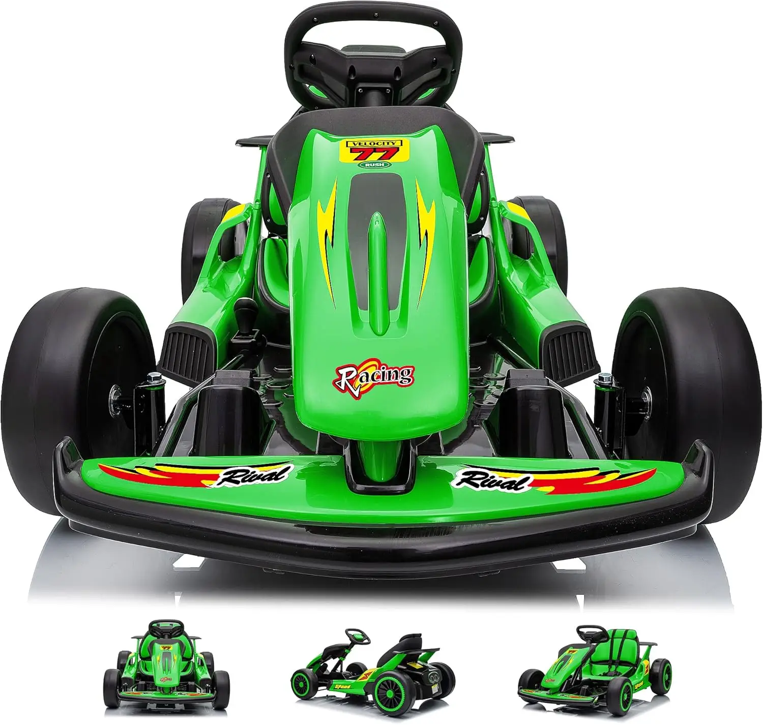 

24V Electric Go Kart for Kids, Drift Kart with 400W Motors, EVA Tires, Max Speed 8.1 MPH, Music, Wireless, Electric Drifting Car
