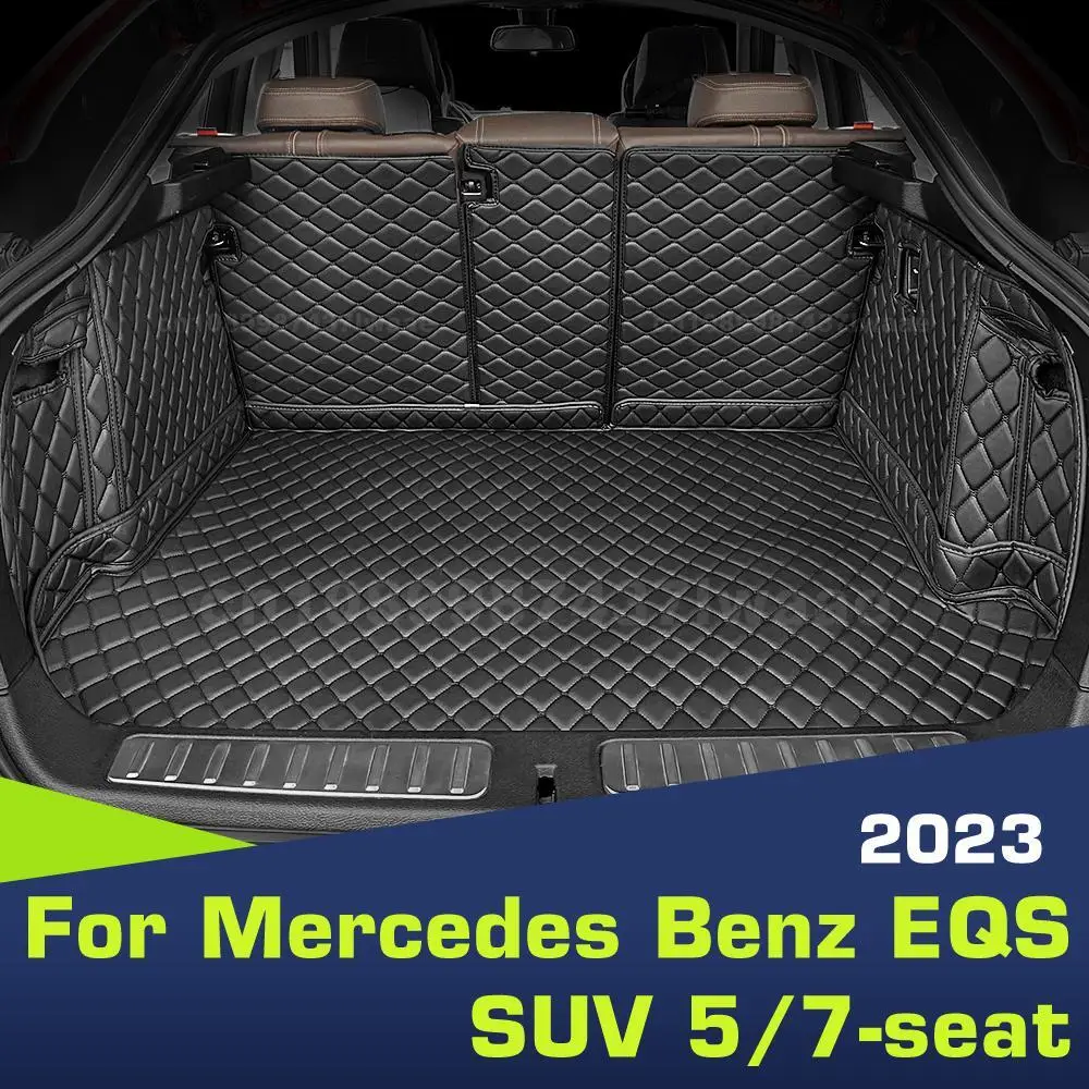 

Для Mercedes Benz EQS SUV 5/7-местный 2023, коврик для багажника с полным покрытием, автомобильный багажник, аксессуары для интерьера