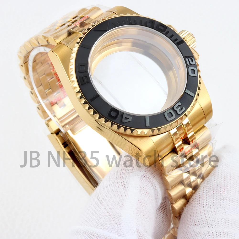 Gold PVD 40MM NH35 Watch Case Solid Stainless Steel Jubilee Bracelet Fit Nh34 Nh35 Nh36 Nh38 Movement SUB GMT Yacht-Master Case