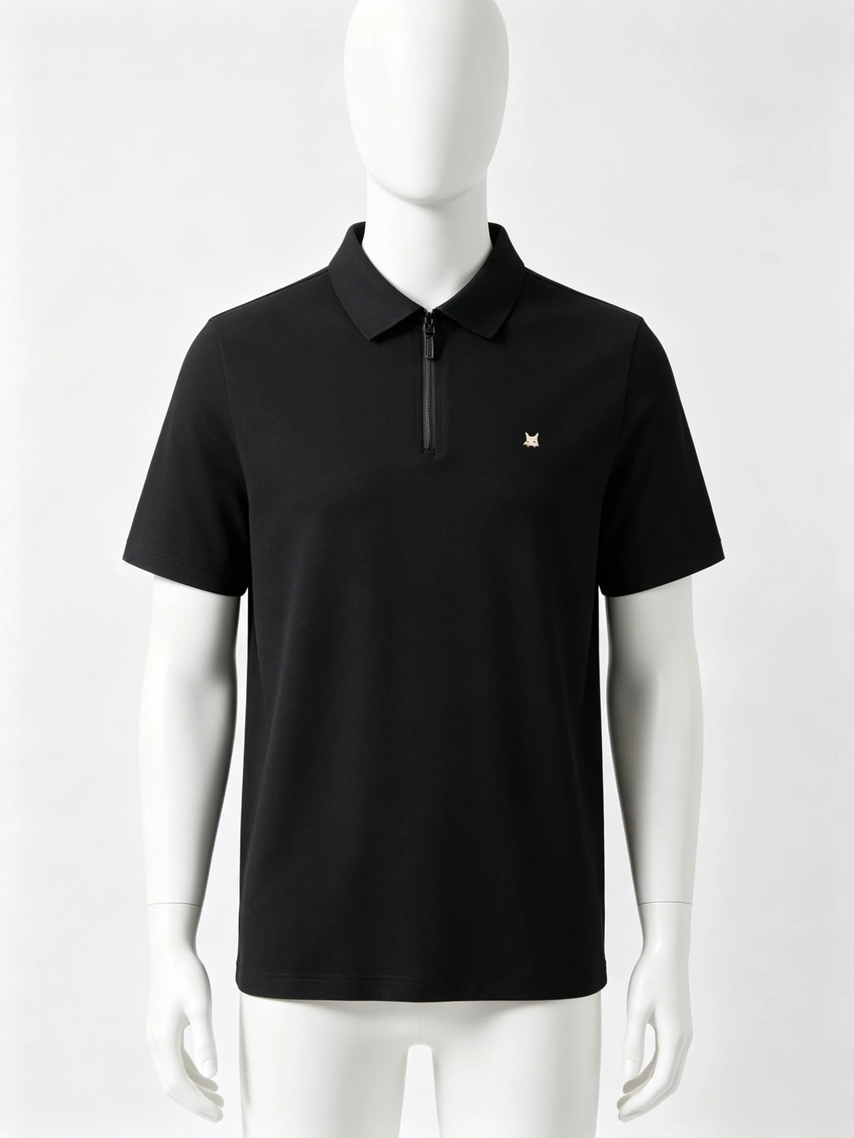 Half chain neck polo shirt for men's summer new item, Lyocell thin loose casual cool short sleeved T-shirt
