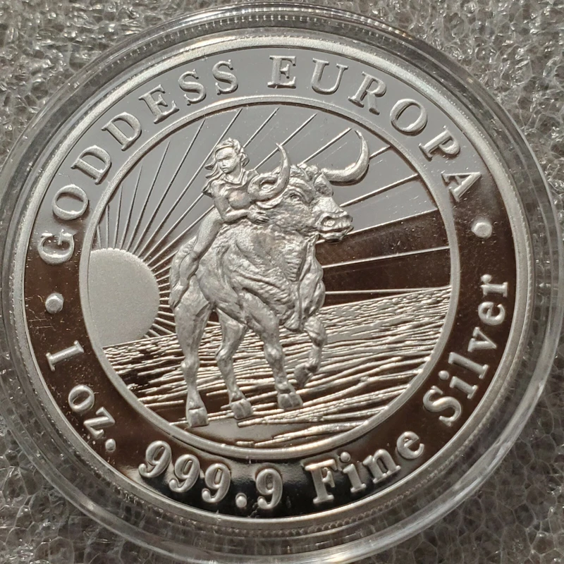 

Goddess Europa Commemorative Coin, 1 oz .9999 Fine Silver, Mythological Greek Theme, Non-Circulating Silver Piece