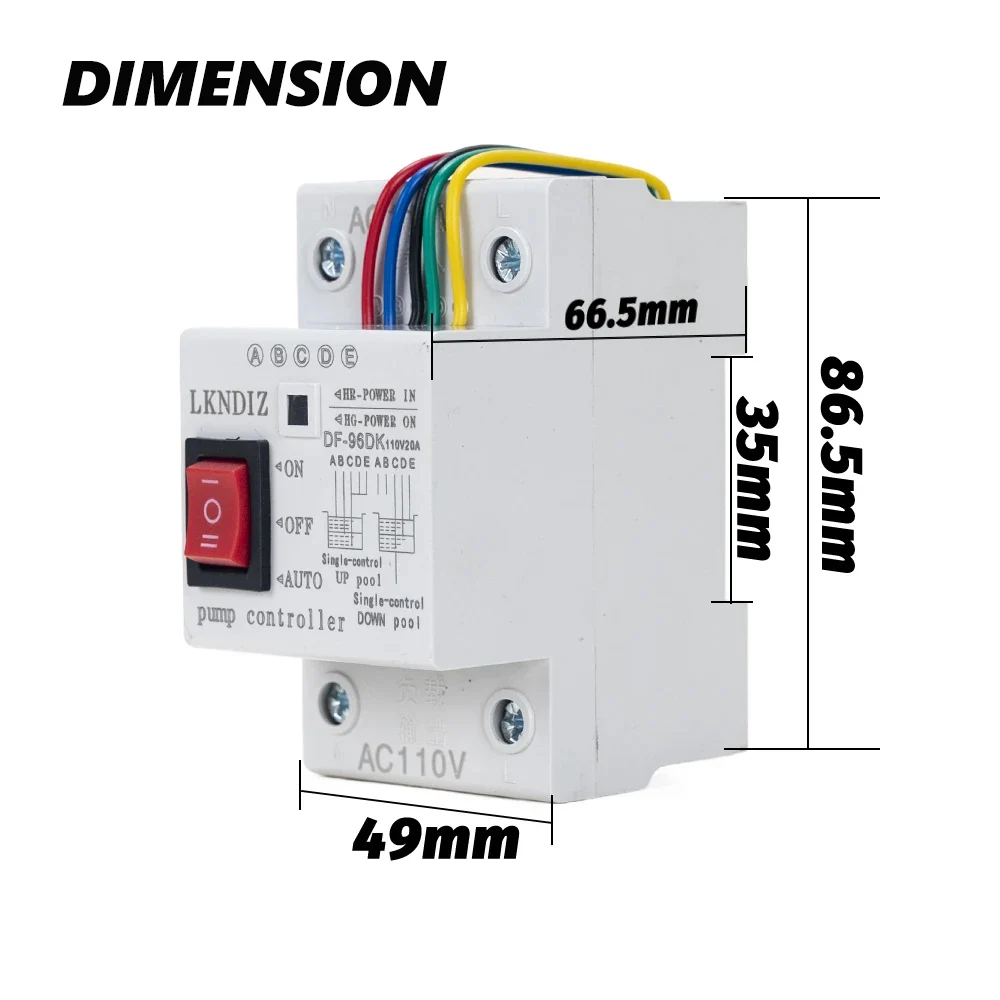 Imagem -06 - Interruptor de Controlador de Nível de Água Automático Tanque de Água Sensor de Detecção de Nível Líquido Controlador de Bomba de Água ac Df-96dk 20a 220v