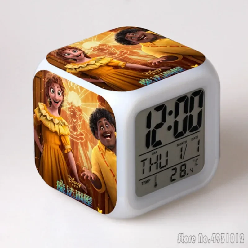 

Anime Magic Filled The House Encanto Alarm Clock Creative Student 8x8x8cm LED Cube with Colorful Light Display Time Week Month