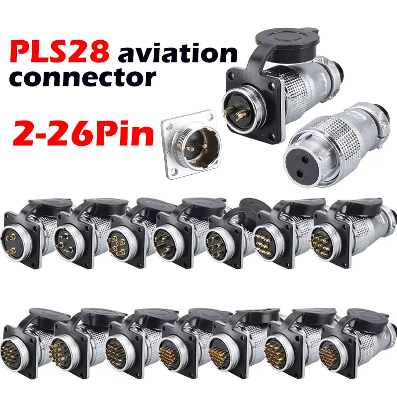 PLS28 P28-2/3/4/5/7/8/10/12/16/17/20/24/26 Pin Aviation Connector Plug WS28 Male Female Plug Socket Connector