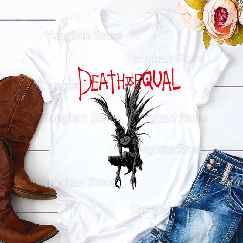 Kira Ryuk Death Note Damen T-Shirt Damen Casual O-Kragen Shirt Kurzarm Damen T-Shirt Grafik