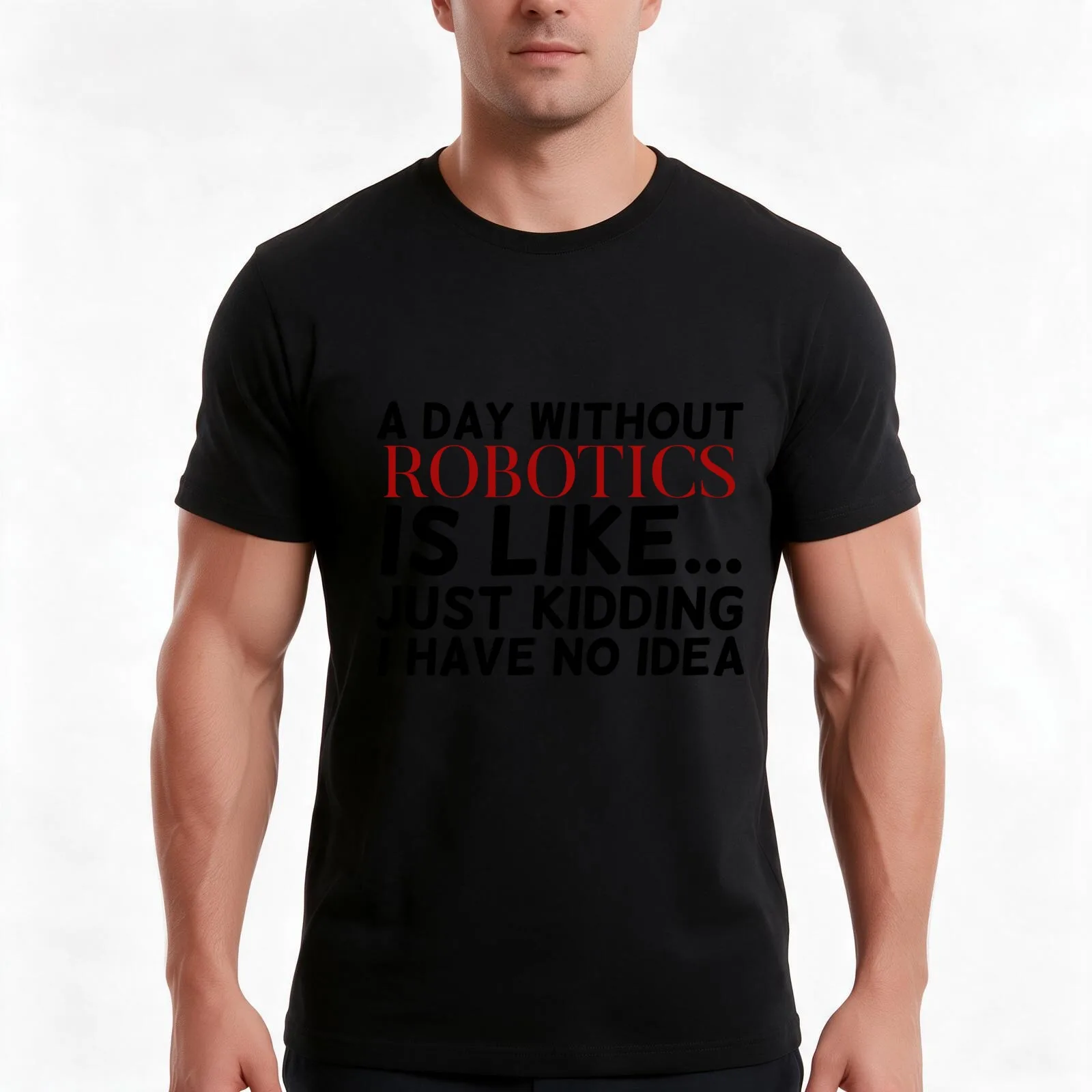a day without robotics is like just kidding i have no idea T-Shirt, Summer Casual Cotton Tee, Oversized Streetwear Tops