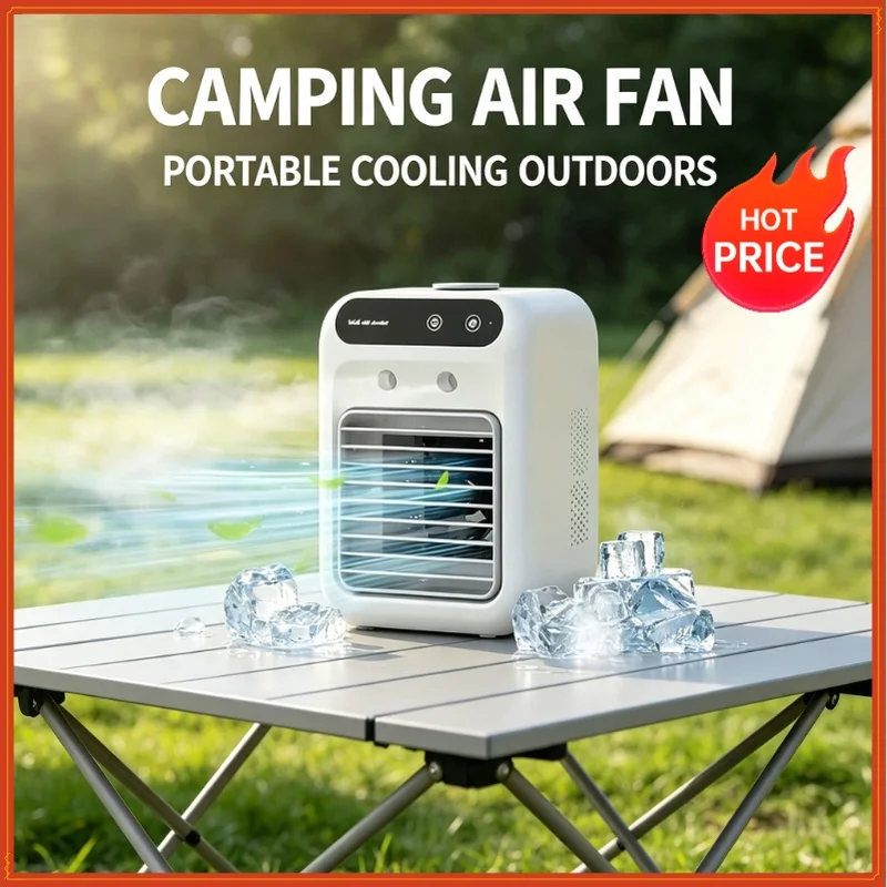 Portable mini desktop air conditioner fan, low noise, powerful humidifier and cooling function, USB charging, transparent design