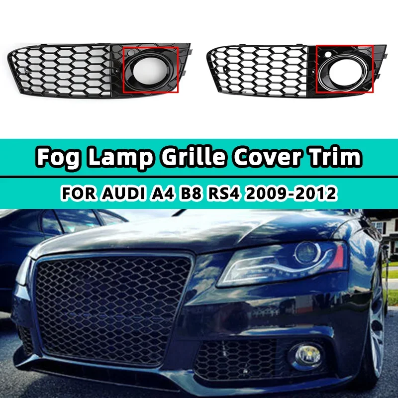 

Car Front Grill Mesh For Audi A4 B8 RS4 2009 2010 2011 2012 Honeycomb Grille Fog Light Cover car accessories 8KD807682 8KD807681