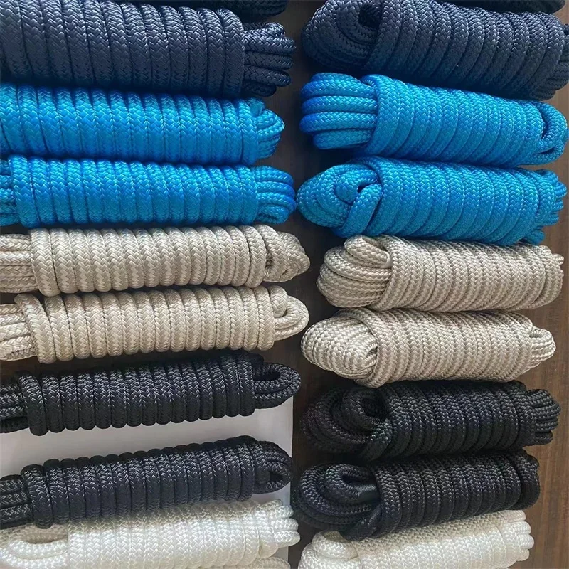 

100M Marine Supplies polyester polypropylene nylon double braided rope with loop dock line mooring rope