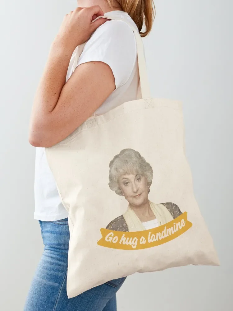 Go Hug A Landmine – دوروثي، The Golden Girls Tote Bag حقيبة قابلة للطي وقابلة لإعادة الاستخدام، حقائب قماشية جمالية مخصصة