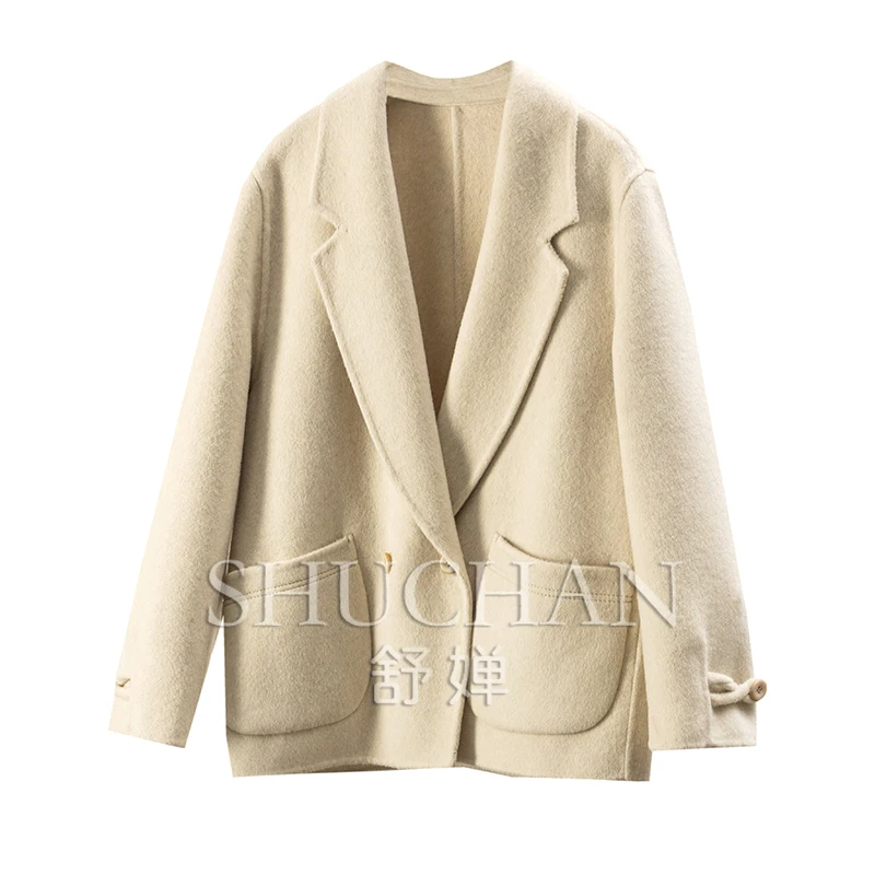 

Wool Cashmere Double-sided Tweed Suit Short Coat Jacket Women's 81B0 Abrigos Mujer Invierno 2025