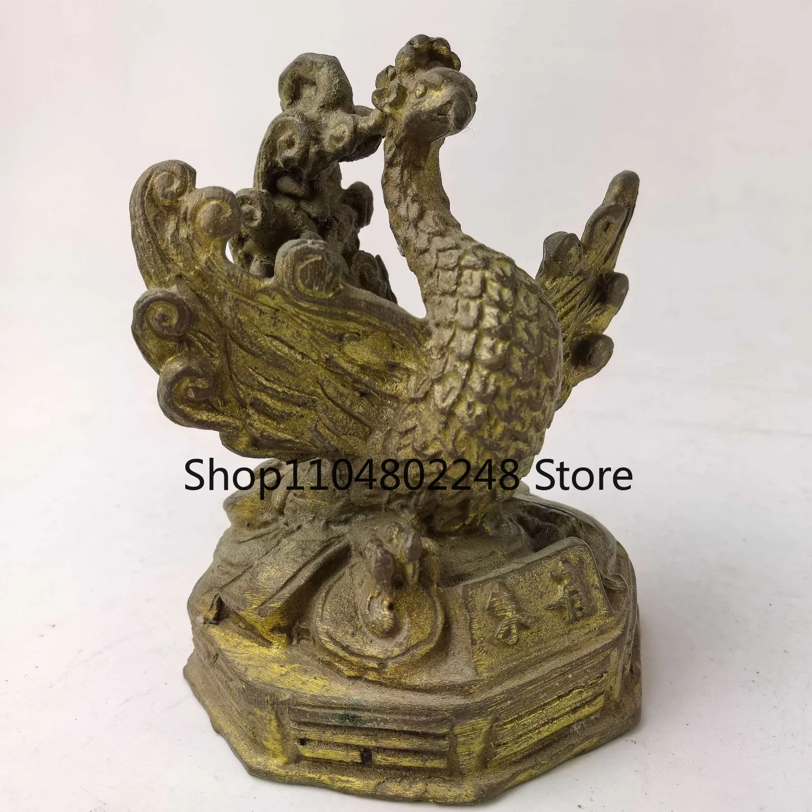 China Old brass ware Come From FOLK Collection Copper Vermilion Bird