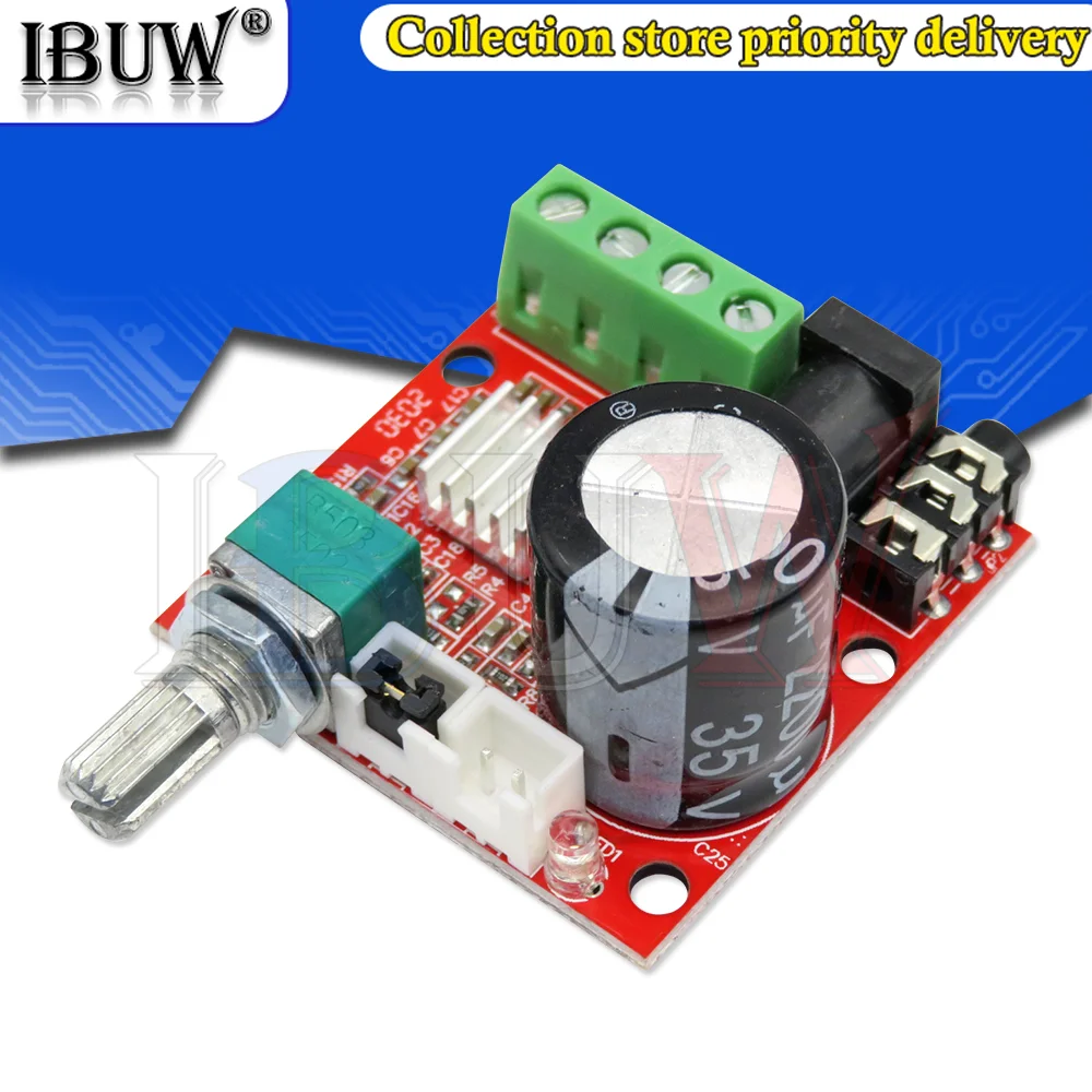 1PCS 12V Mini Hi-Fi PAM8610 Audio Stereo Amplifier Board 2X10W Dual Channel D Class RED