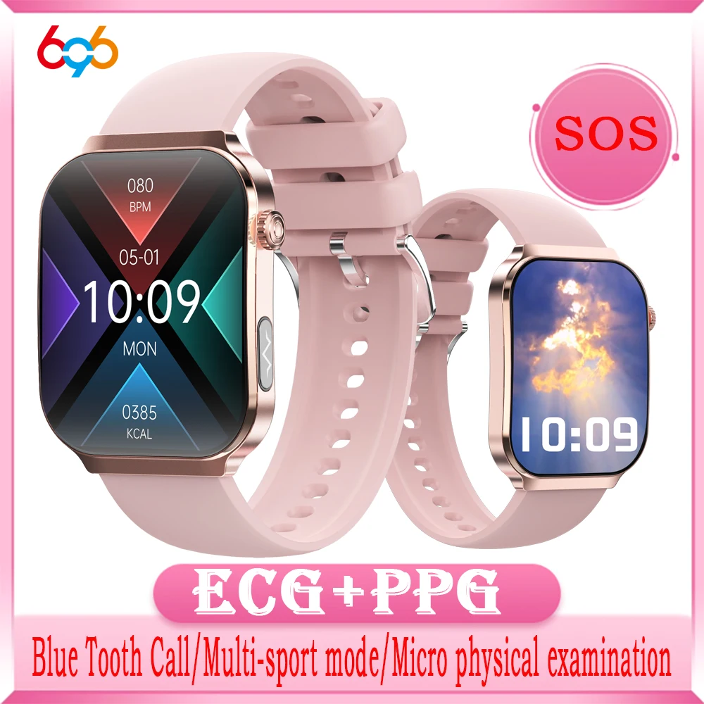 ECG PPG Health Smart Watch Women Men Blue Tooth Call Body Temperature SOS Sports Fitness Waterproof Smartwatch Weather Stopwatch