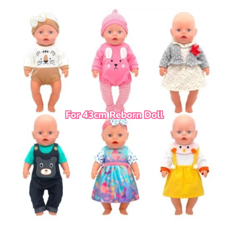 

43cm Reborn Doll Clothes Cute Animal Outfits Rompers Dresses Overalls Doll Clothing Accessories Kid Dress Up Play Toys Gifts