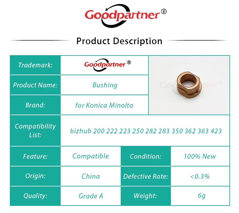 10X 1164354901 Bushing for KONICA MINOLA 200 222 223 250 282 283 350 362 363 423 7728 36 DI1810 DI200 DI2010 DI250 DI2510 DI3510