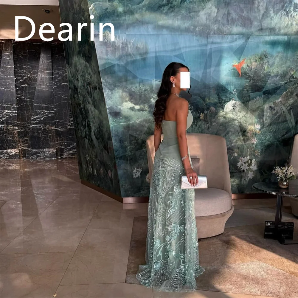 ที่กําหนดเองผู้หญิงชุดราตรีอย่างเป็นทางการ Dearin Strapless A-Line กระโปรงยาวชั้น Tulle Bespoke โอกาสชุดราตรี