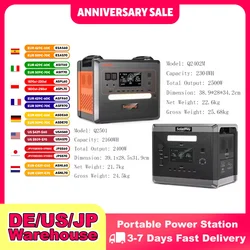 SOLARPLAY Q2501 Q2402M draagbare krachtcentrale 2160WH 2304WH LiFePO4-batterij met 2400W/2500W (4800W piek) zonnegenerator
