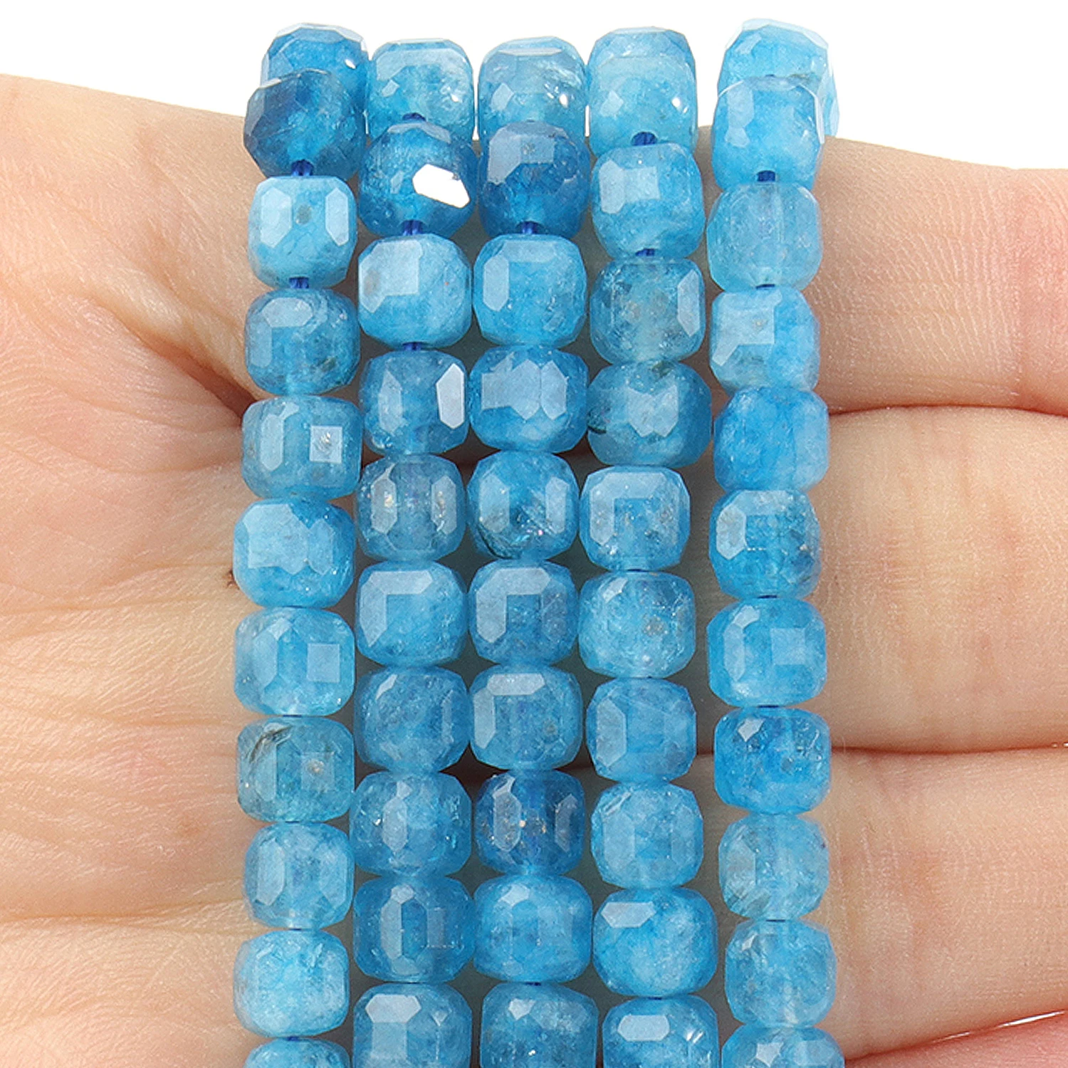 Natural Apatite Gems Beads Faceted 5mm Square Cube Shape Beads for Jewelry Making Diy Bracelet Necklace Beading Accessories