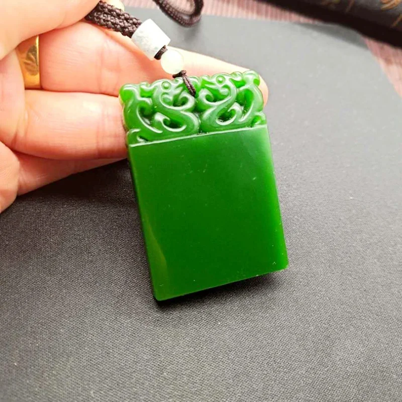 Factory Price Supply Spinach Green Jade Pendant for Men and Women Outer Mongolia Material Imitation Hetian Jade Green Jade Penda