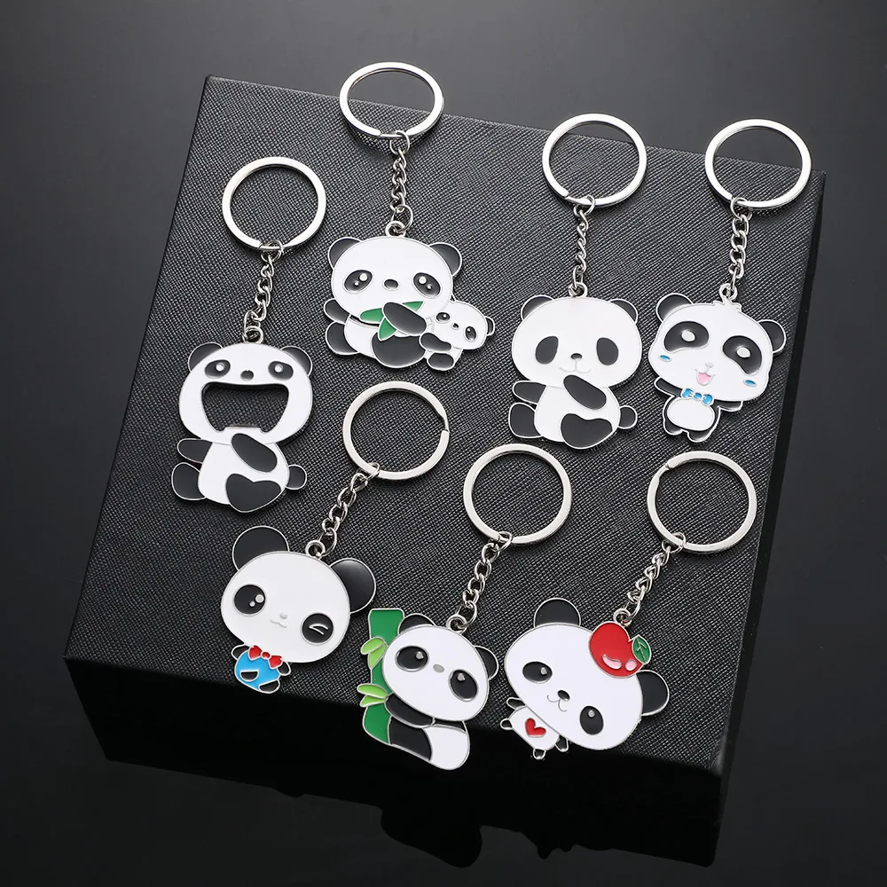 

1pcs Cute Panda Keychain Tourist Souvenir Chinese Style Cartoon Metal Keychain Car Accessories 키링 брелок для ключей