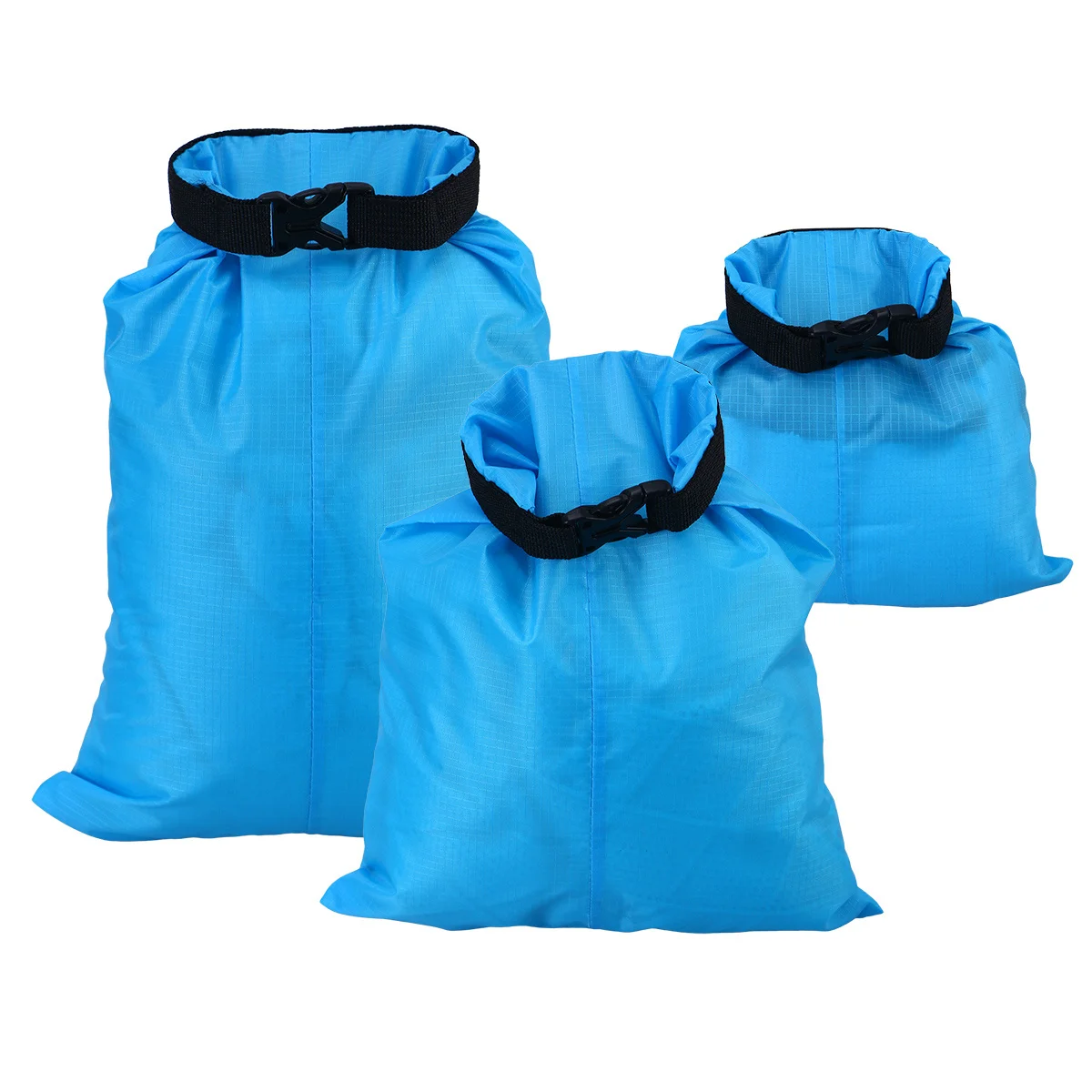 

3Pcs Waterproof Dry Bags Sky Blue Nylon Compression Sealed Roll Top for Camping Kayaking Boating Rafting Fishing Outdoor Storage