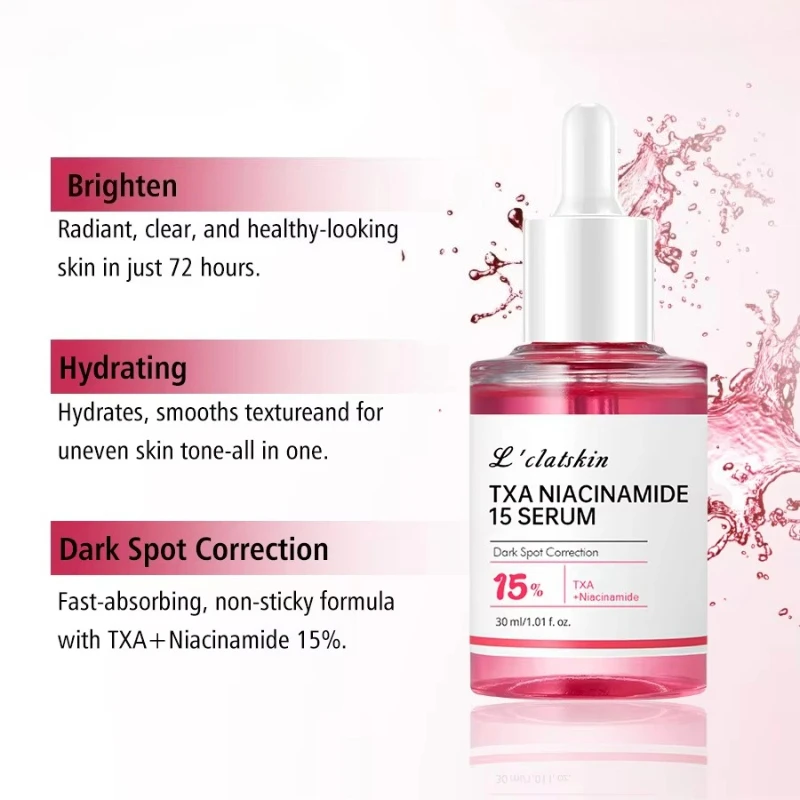 Korean Skincare Niacinamide 15 Serum,Hyaluronic Acid Essence Facial Dark Spot Brightening Moisturizing Pore Care Serum 30ml