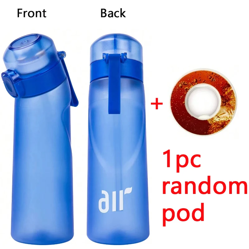1pc Luft Wasser Flasche Mit 1pc Zufällige Runde Form Geschmack Pod Sport Stroh Kunststoff Tasse Auslaufsicher Outdoor reise Sport Flaschen