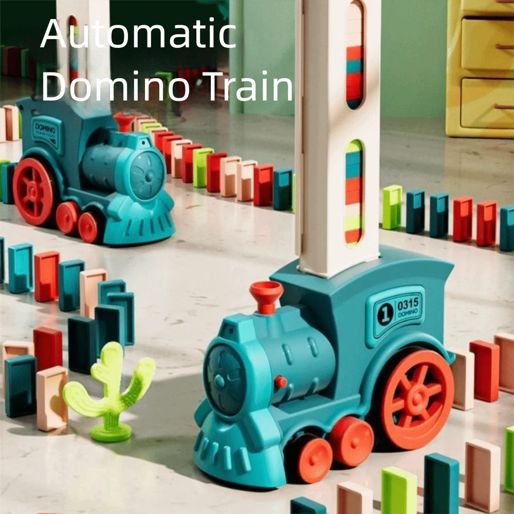 音と光の知育玩具 自動敷設DIY教育ドミノ電車パズルブロック 小型電車 電動電車