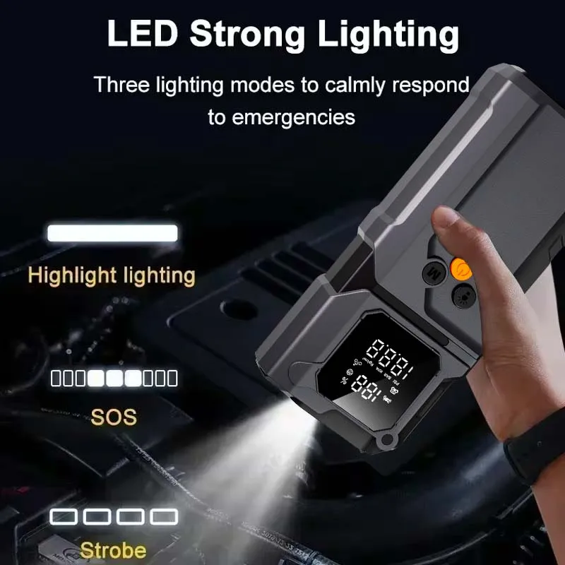 GKFLY 5000A Car Jump Starter 59.2Wh Power Bank With Tire Inflator LED Flashlight 12V Auto Battery Booster For Gas Diesel Vehicle view 6