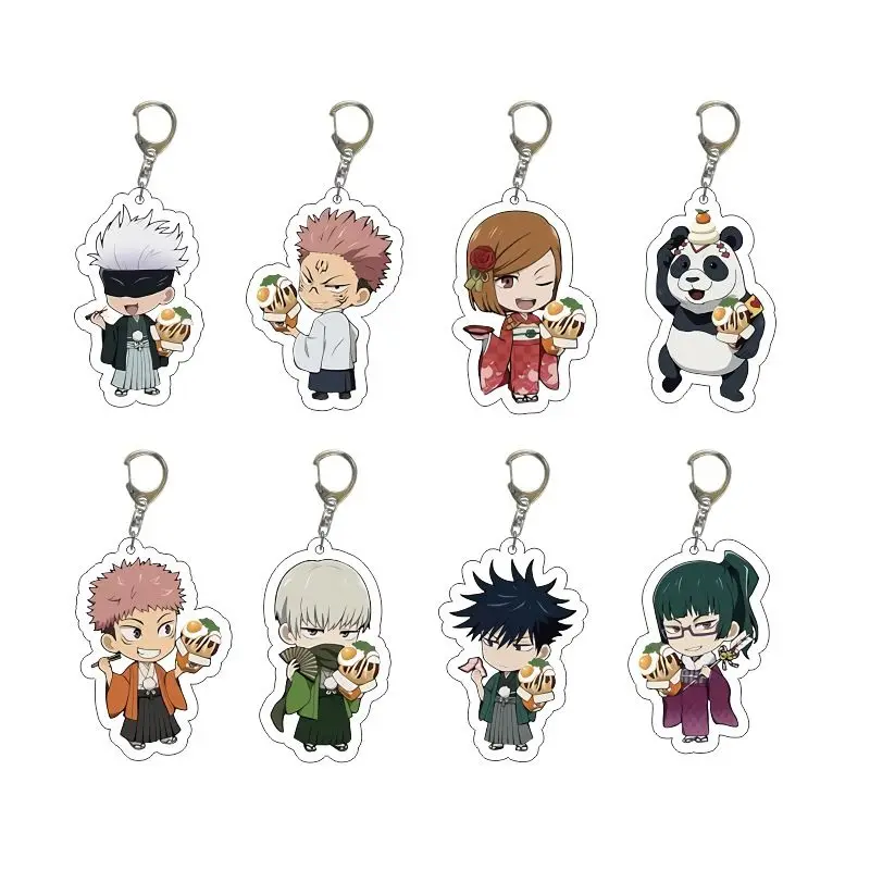 พวงกุญแจอะคริลิคสองด้านลาย Jujutsu Kaisen จี้ห้อยโทรศัพท์มือถือน่ารักสำหรับนักเรียนตกแต่งพวงกุญแจโกโจ ซาโตรุของเล่นของขวัญ