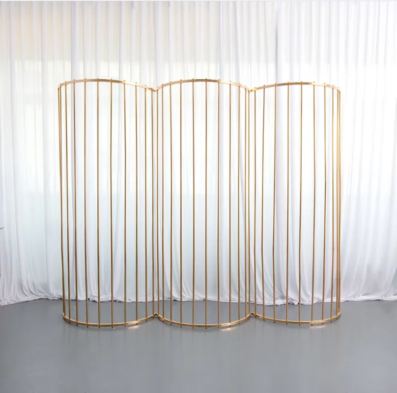 1 Stück Hochzeitsbühnen-Wanddekoration Aktivitätspaneel, halbkreisförmiger Blumenständer aus vergoldetem Metall, Hochzeitsbogen – Detail 4
