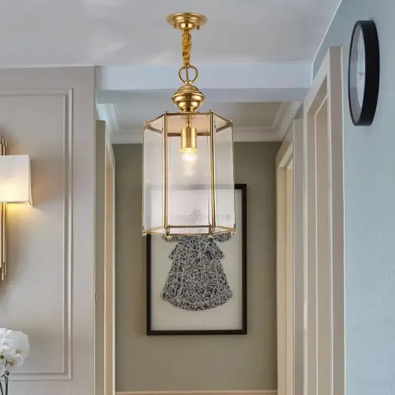 Vintage Luxury All Copper Pendant Lamp European Style Living Room Decoration Lamp Creative Restaurant Kitchen Island Lighting