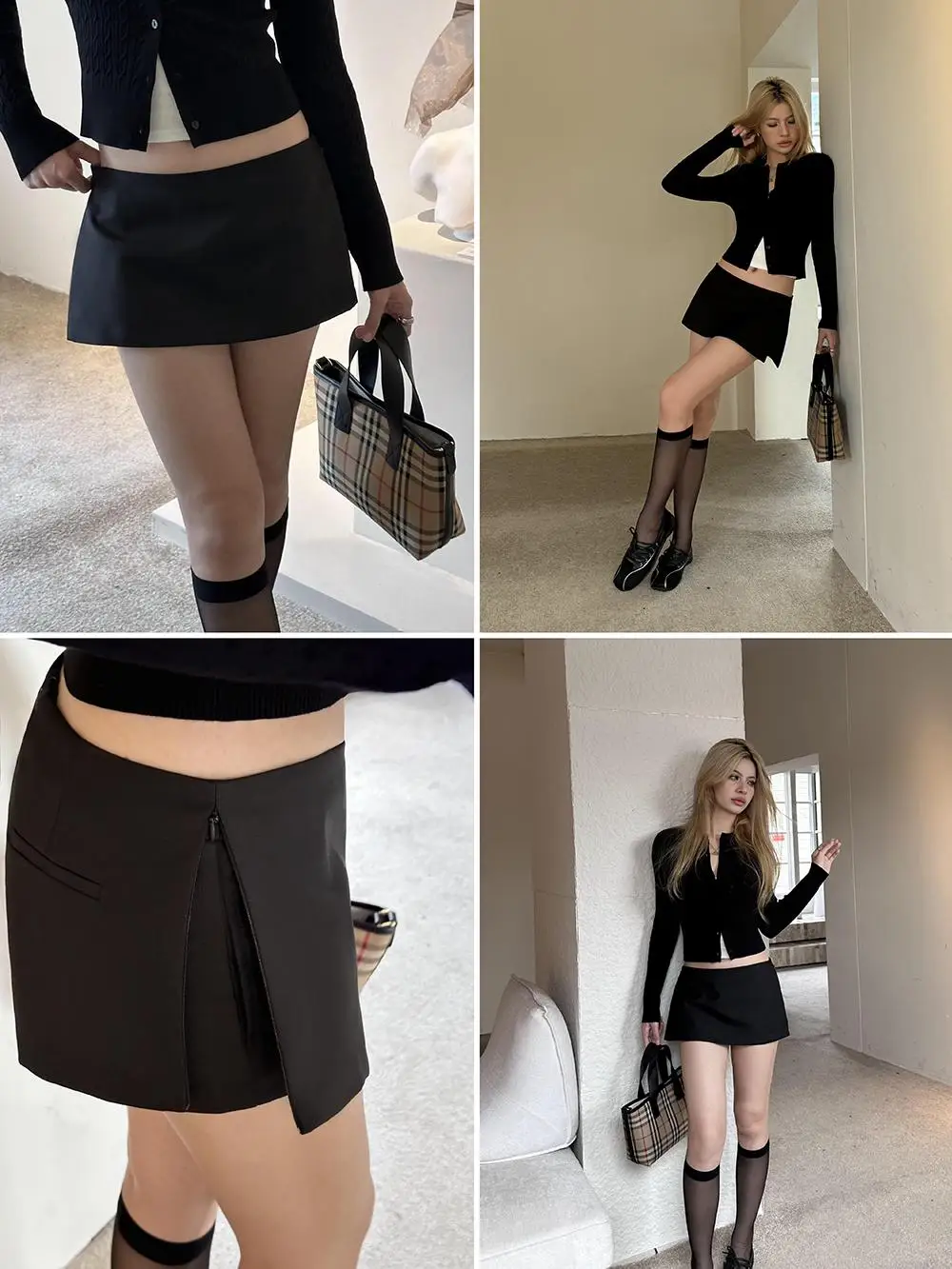 Women RA  High Waist Side Zips The Two-way Mini Skirt Shorts