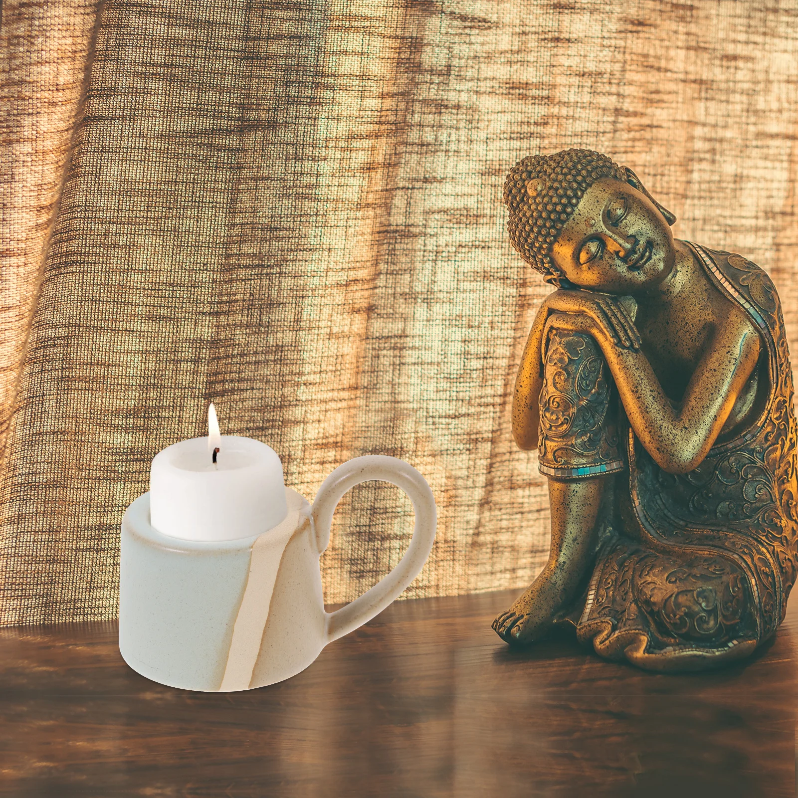 

Vintage Ceramic Candlestick Holder Simple Table Decoration Creative Stand for Wedding Party Cozy Atmosphere