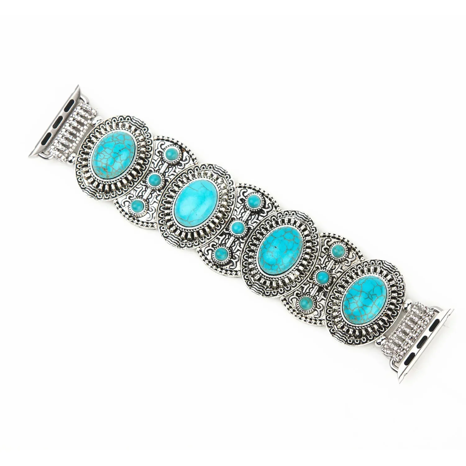 

Turquoise Jewelry Strap for Apple watch Ultra 49mm 11 10 46/42mm Elastic Beaded Fashion Bracelet iWatch 9 8 7 6 5 4 SE Watchband