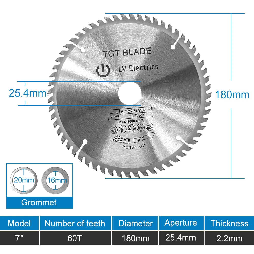 Kamolee 7 inch 180mm electric circular saw blade 25.4mm Cutting steel, aluminum, iron, metal, wood, plastic, etc