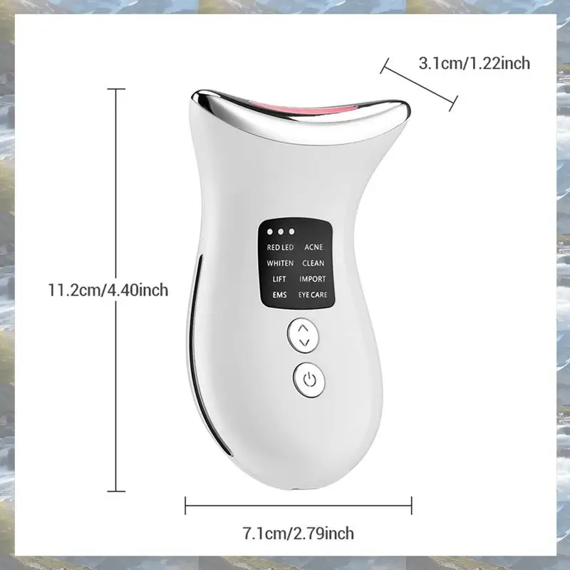 أداة تجميل الرقبة الكهربائية مزيل التجاعيد مكركرنت 7 ألوان LED الفوتون جهاز تجميل الوجه