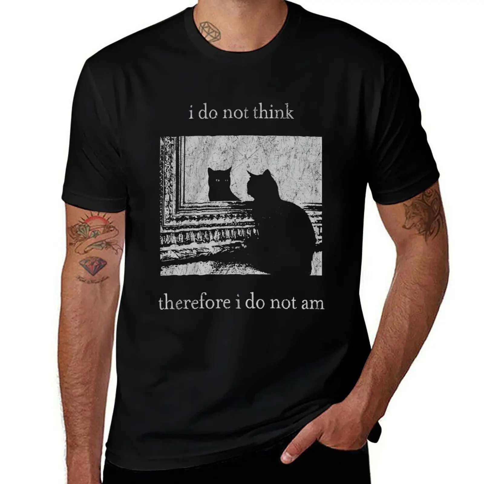 

I do not think therefore i do not am, Funny Cat, Witchy, Goth, Emo, Punk T-Shirt football t shirt for a boy luxury clothes men
