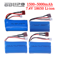 7.4V 1500/2200/3000/3500/4000 mAh T Plug 18650 2S Li-ion Battery for Wltoys 12423 10428 12429 12401 12402A RC Car Spare Parts
