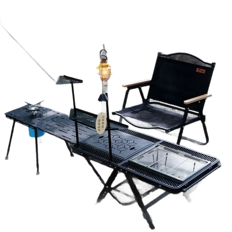 Outdoor two-unit camping table expandable camping table hot pot table tea