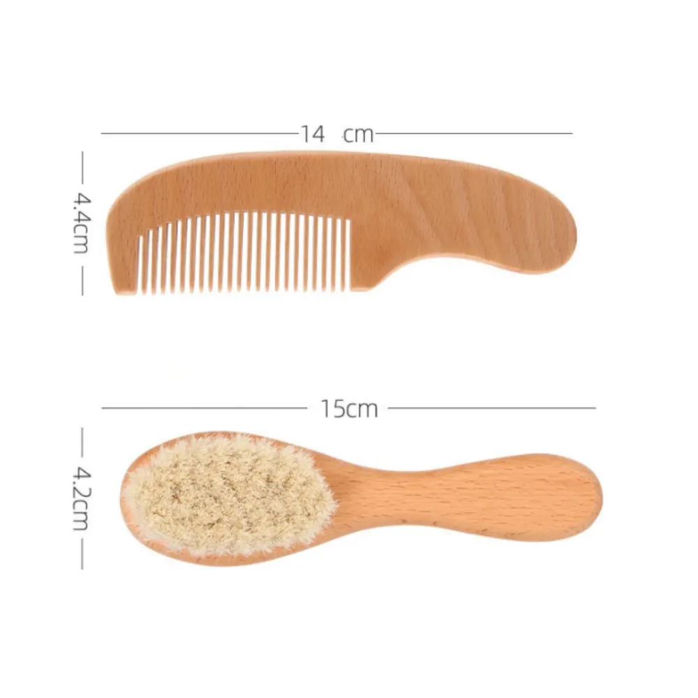 طقم مشط وفرشاة مكون من قطعتين من فرشاة ومشط للعناية بالطفل من خشب الزان ومجموعة هدايا TG183 #2