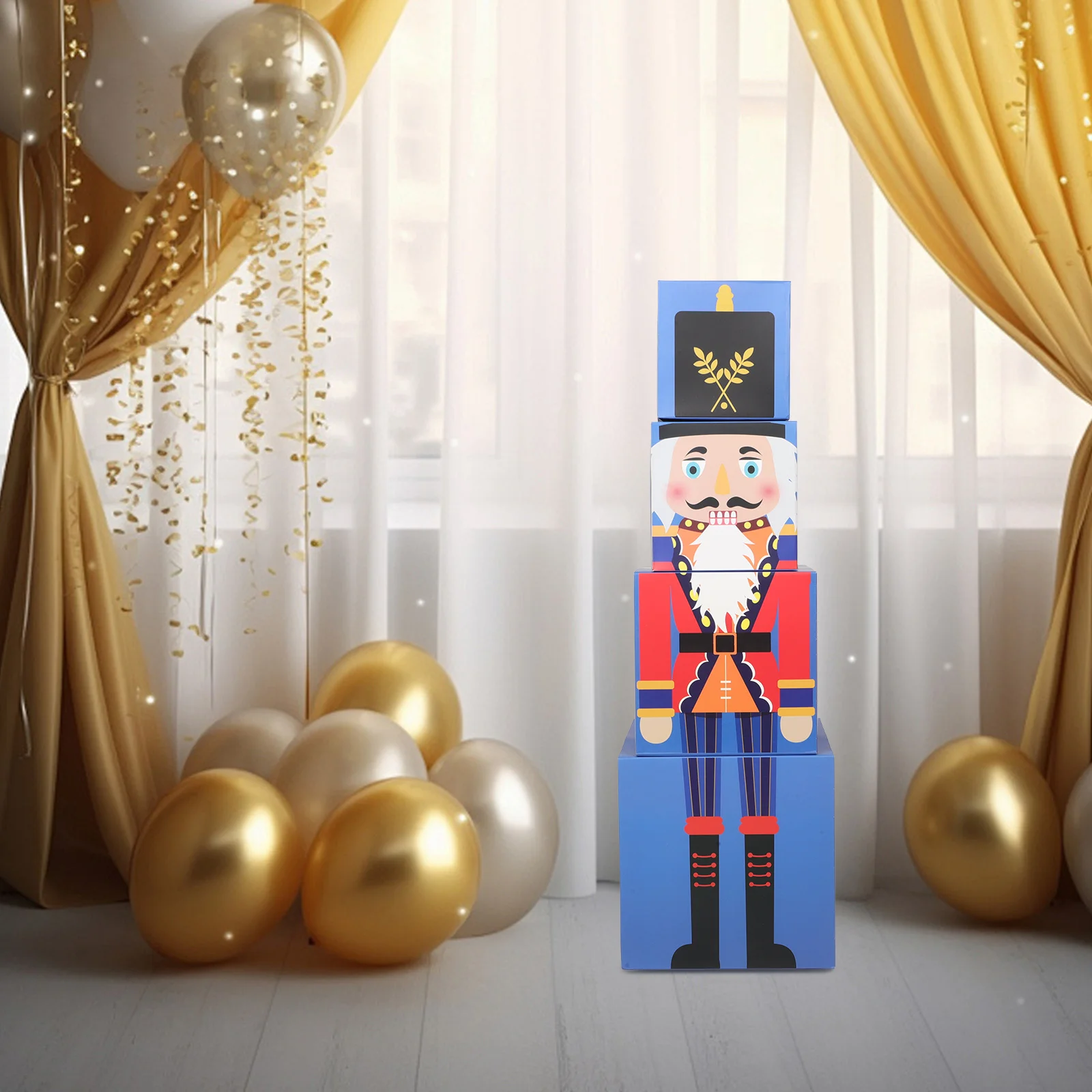 

1 set 1 Set Stackable Christmas Boxes Nesting Holiday Storage Containers Decorative Gift Boxes For Xmas Party Balloons Wrapping