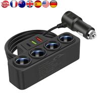 Car Cigarette Lighter Splitter QC3.0+PD 3.1A 3 USB Ports Phone Power Adapter 4-Socket Car Cigarette Lighter Socket Splitter Plug